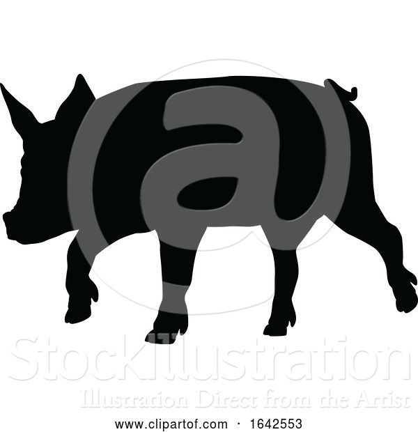 Vector Illustration of Pig Silhouette Farm Animal