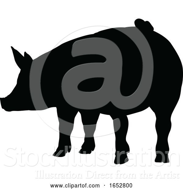 Vector Illustration of Pig Silhouette Farm Animal