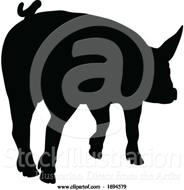 Vector Illustration of Pig Silhouette Farm Animal