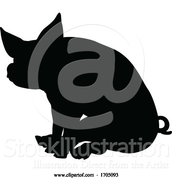 Vector Illustration of Pig Silhouette Farm Animal