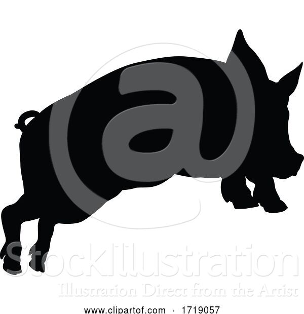 Vector Illustration of Pig Silhouette Farm Animal