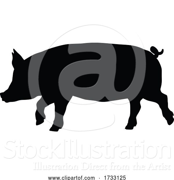 Vector Illustration of Pig Silhouette Farm Animal