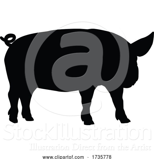 Vector Illustration of Pig Silhouette Farm Animal