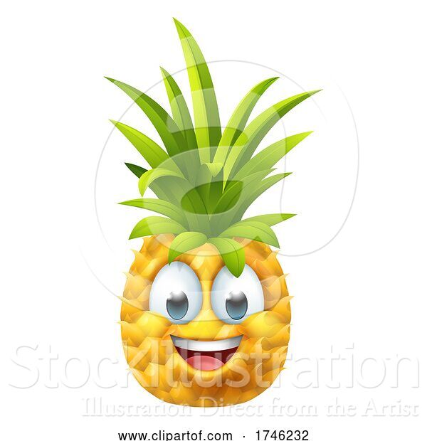 Vector Illustration of Pineapple Fruit Emoticon Emoji Mascot