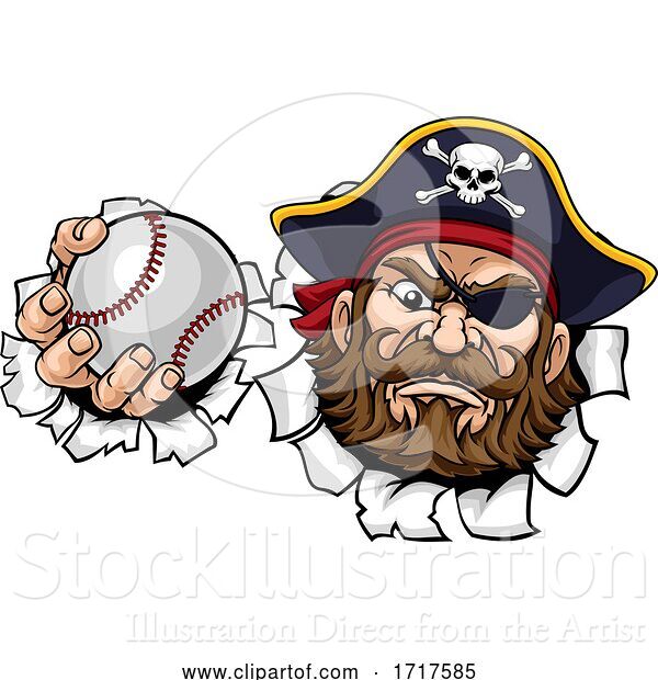 Vector Illustration of Pirate Baseball Ball Sports Mascot