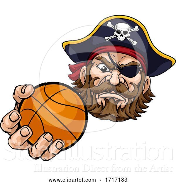 Vector Illustration of Pirate Basketball Ball Sports Mascot