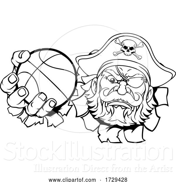Vector Illustration of Pirate Basketball Ball Sports Mascot