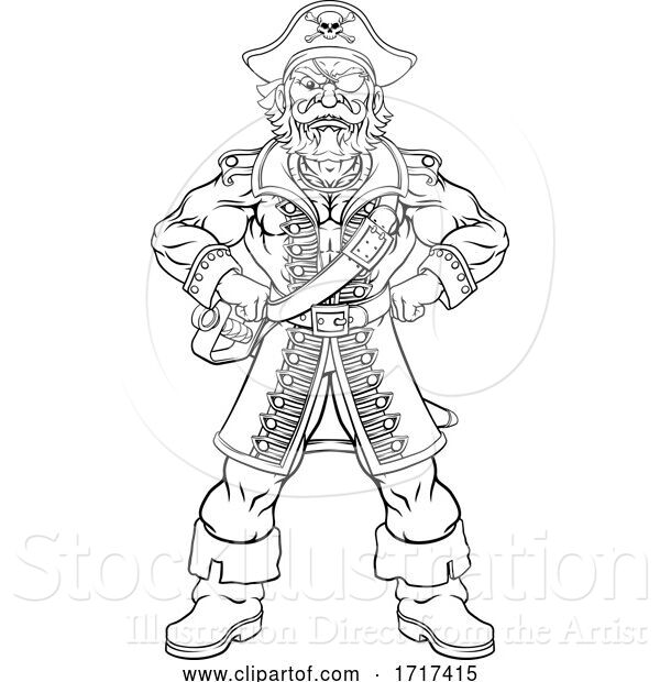Vector Illustration of Pirate Captain Character Mascot