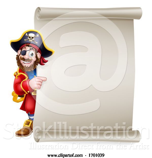 Vector Illustration of Pirate Captain Scroll Sign Background
