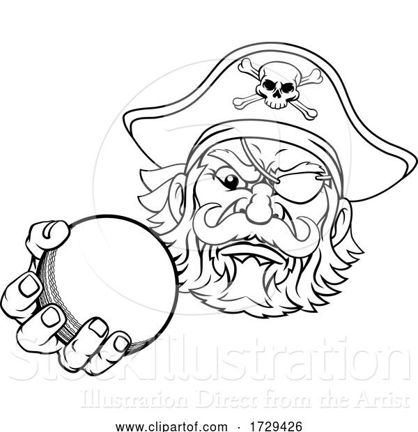 Vector Illustration of Pirate Cricket Ball Sports Mascot