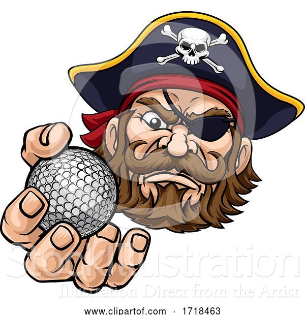 Vector Illustration of Pirate Golf Ball Sports Mascot