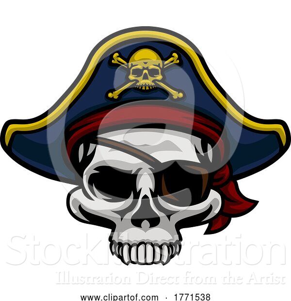 Vector Illustration of Pirate Hat Skull and Crossbones