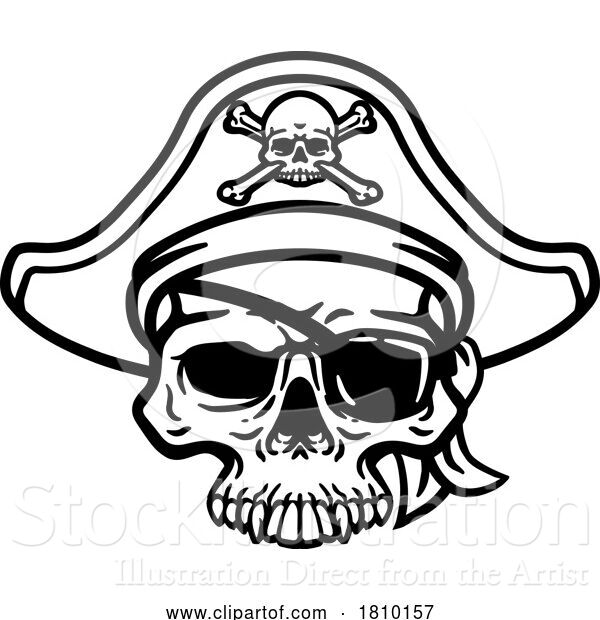 Vector Illustration of Pirate Hat Skull and Crossbones