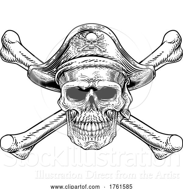 Vector Illustration of Pirate Skull Crossbones Skeleton Grim Reaper
