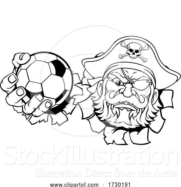 Vector Illustration of Pirate Soccer Football Ball Sports Mascot