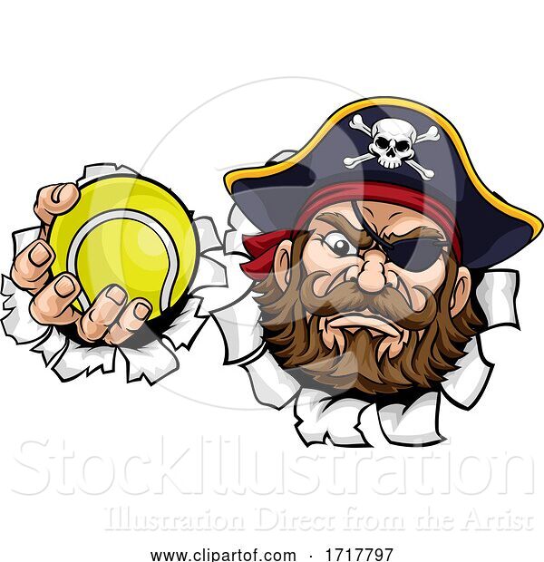 Vector Illustration of Pirate Tennis Ball Sports Mascot