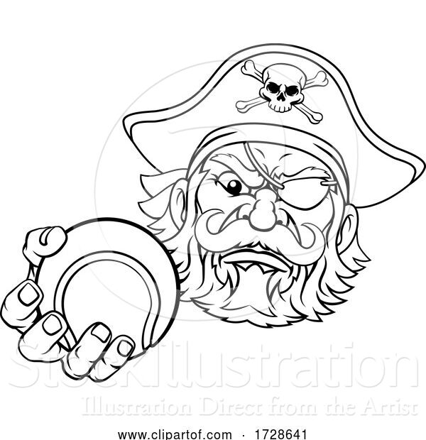 Vector Illustration of Pirate Tennis Ball Sports Mascot