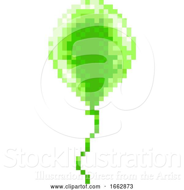 Vector Illustration of Pixel Art Balloon 8 Bit Arcade Video Game Icon