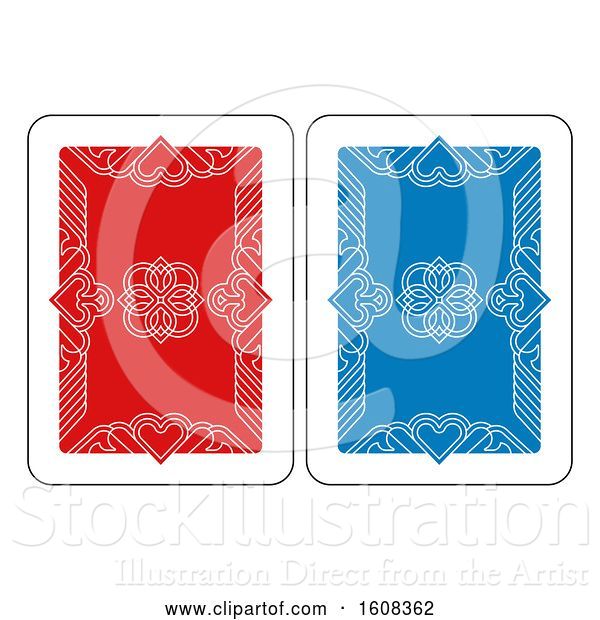 Vector Illustration of Playing Card Reverse Back in Red and Blue