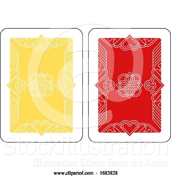 Vector Illustration of Playing Card Reverse Back in Yellow and Red