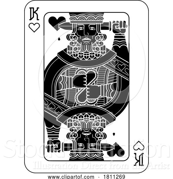 Vector Illustration of Playing Cards Deck Pack King of Hearts Card Design