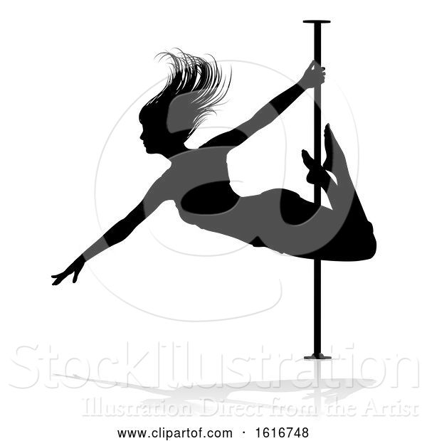 Vector Illustration of Pole Dancer Lady Silhouette