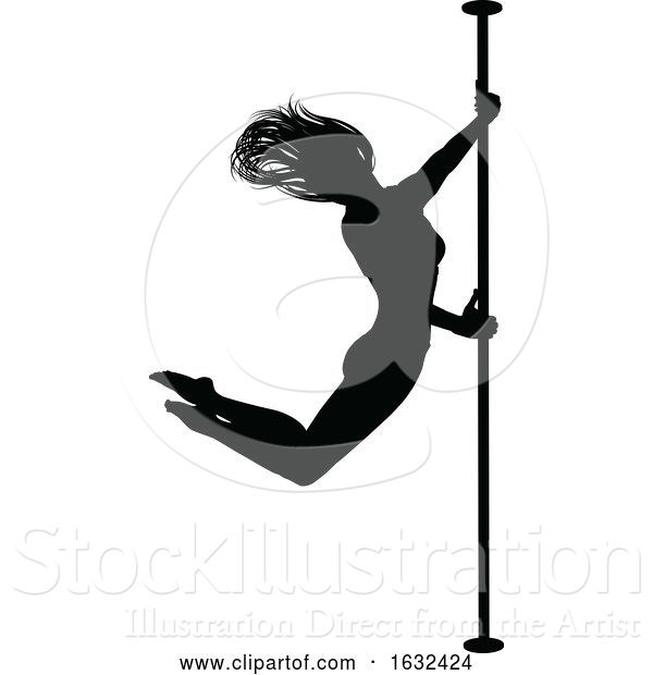 Vector Illustration of Pole Dancer Lady Silhouette