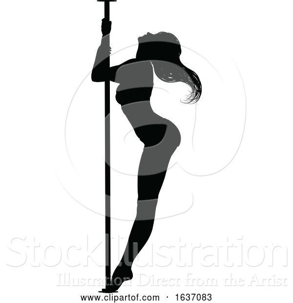 Vector Illustration of Pole Dancer Lady Silhouette