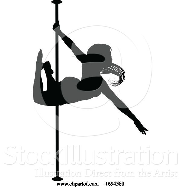 Vector Illustration of Pole Dancer Lady Silhouette