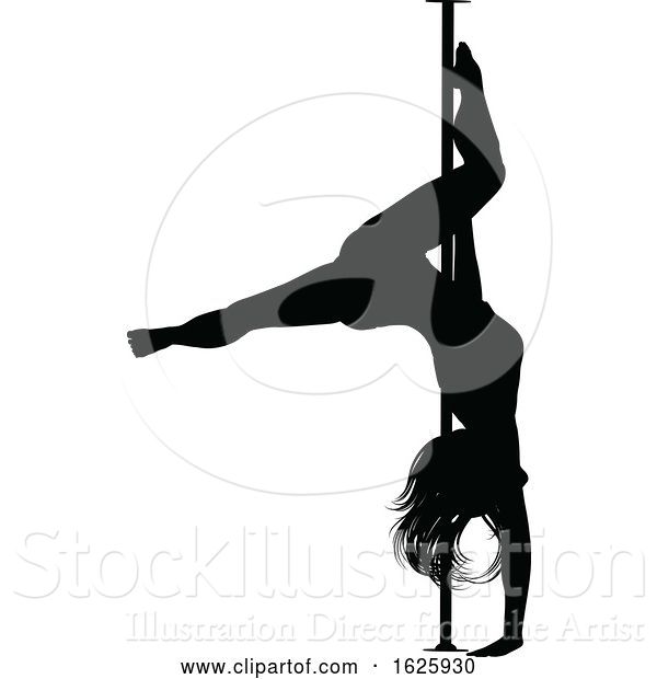 Vector Illustration of Pole Dancing Lady Silhouette