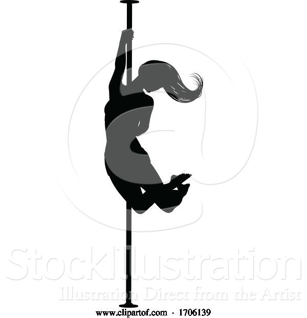 Vector Illustration of Pole Dancing Lady Silhouette