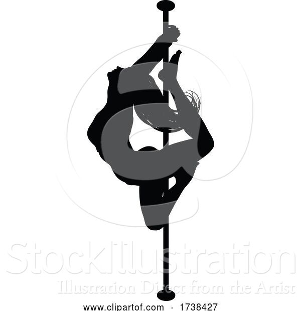 Vector Illustration of Pole Dancing Lady Silhouette