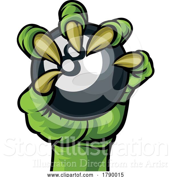 Vector Illustration of Pool Billiards Ball Monster Hand Claws Talons