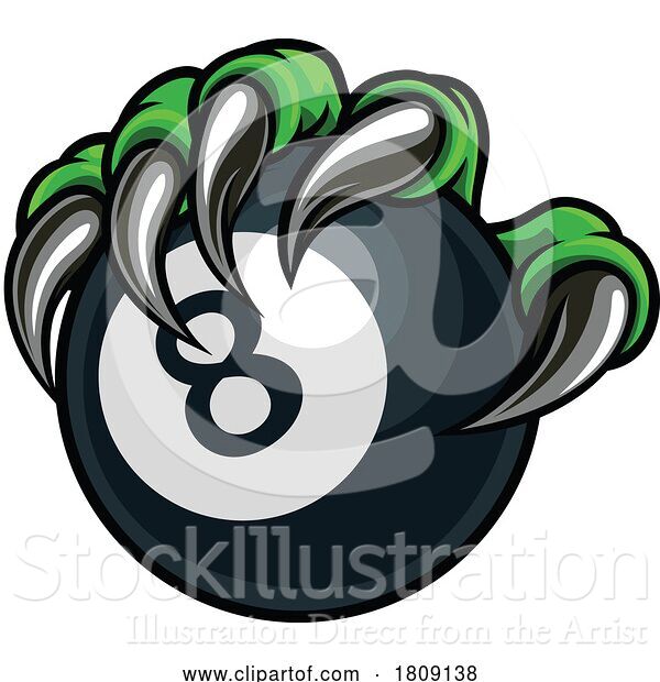 Vector Illustration of Pool Billiards Ball Monster Hand Claws Talons