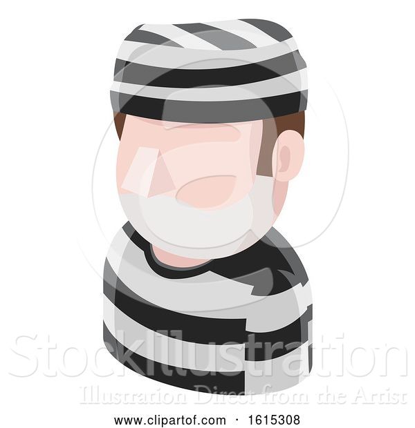 Vector Illustration of Prisoner Guy Avatar People Icon