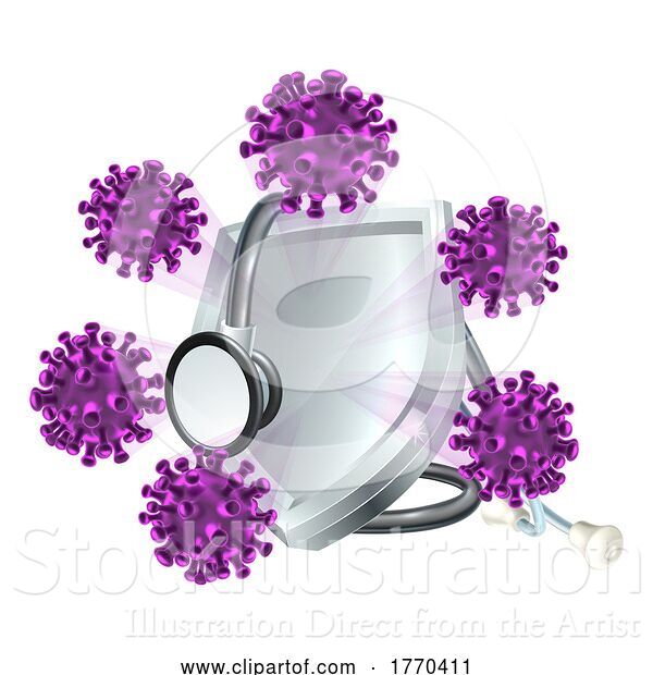 Vector Illustration of Protect Stethoscope Shield Vaccine Concept