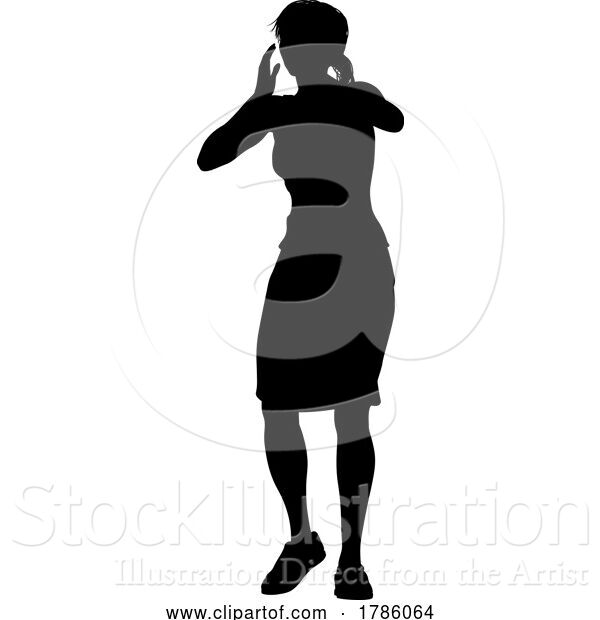 Vector Illustration of Protest Rally March Shouting Silhouette Person