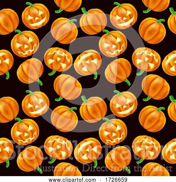 Vector Illustration of Pumpkin Pattern Halloween Seamless Background