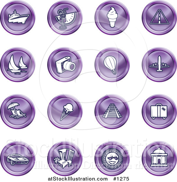 Vector Illustration of Purple Icons on a White Background
