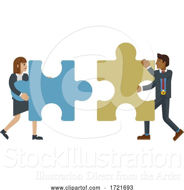 Vector Illustration of Puzzle Piece Jigsaw Characters Business Concept