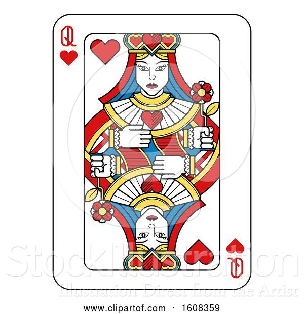 Vector Illustration of Queen of Hearts Playing Card