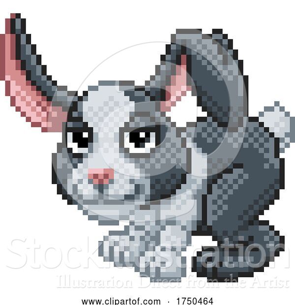 Vector Illustration of Rabbit Pixel Art Animal Video Game