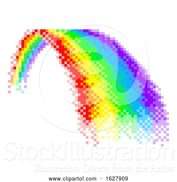 Vector Illustration of Rainbow Pixel Art 8 Bit Arcade Video Game Icon