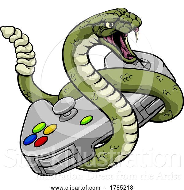 Vector Illustration of Rattlesnake Gamer Video Game Animal Team Mascot