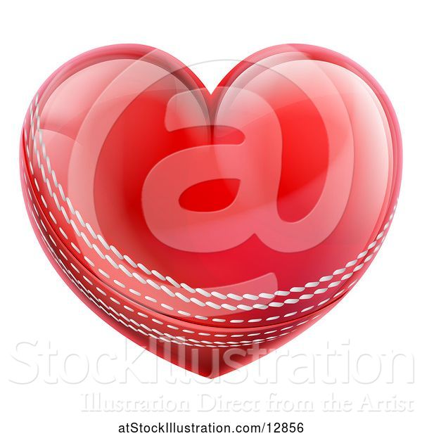 Vector Illustration of Red Heart Shaped Cricket Ball