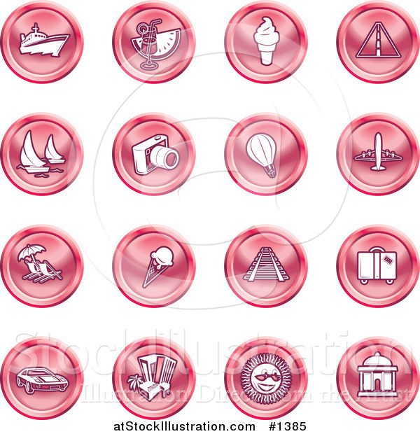 Vector Illustration of Red Icons on a White Background