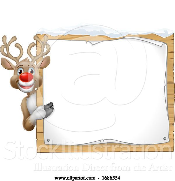 Vector Illustration of Reindeer Christmas Sign