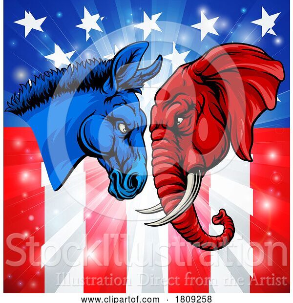 Vector Illustration of Republican Democrat Election Party Politics