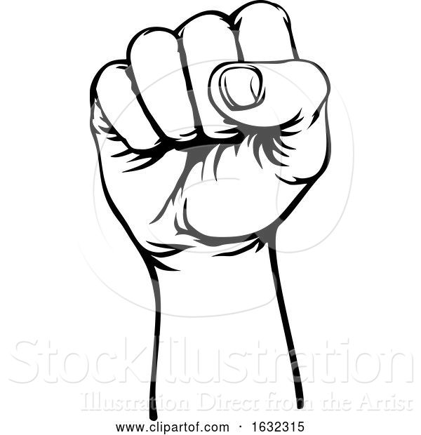 Vector Illustration of Revolution Hand Fist Raised Air Propaganda