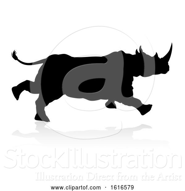 Vector Illustration of Rhino Animal Silhouette